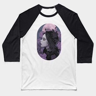 Roses Dark Goth Girl Baseball T-Shirt